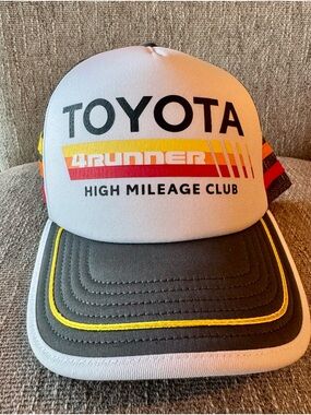 Toyota 4Runner High Mileage Club Trucker Hat Adjustable Foam Striped Mesh NWOT